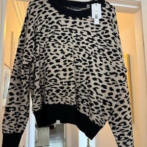 Leopard Print Black and Cream Sweater